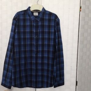 Threads & Heirs Mens Shirt size XL long sleeves color black & blue.    #292